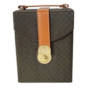 Travel Jewelry Box Organizer Case with Faux Leather Handle 6"x4.25" Brown Tan